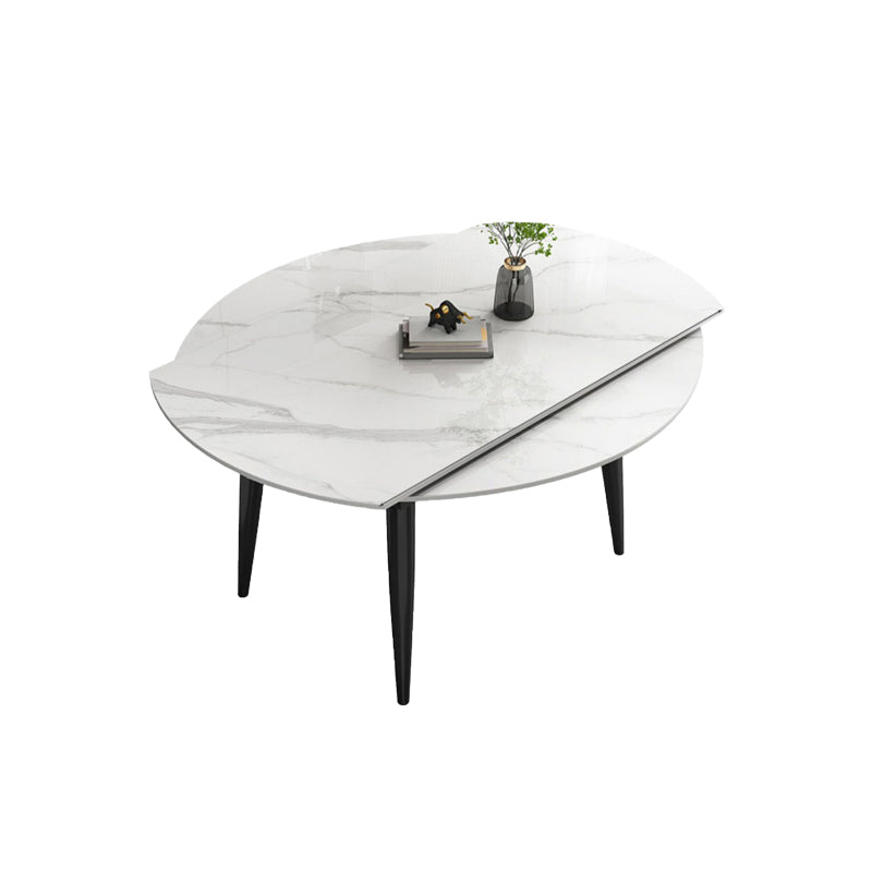 Glam Style Dining Table Stone Top Butterfly Leaf Dining Table