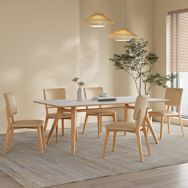 Nordic Dining Room Set 1/4/5/6/7 Pcs Wood Dining Table and Chairs