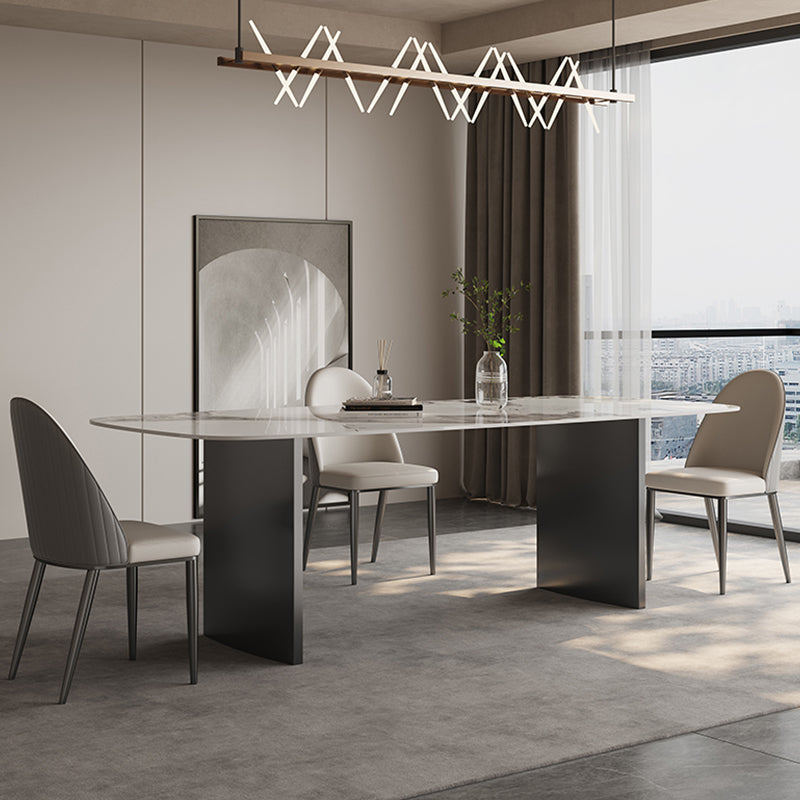 Glossy White Modern Dining Table Set 1/4/5/6 Pcs Dinette Set with Faux Leather Chairs