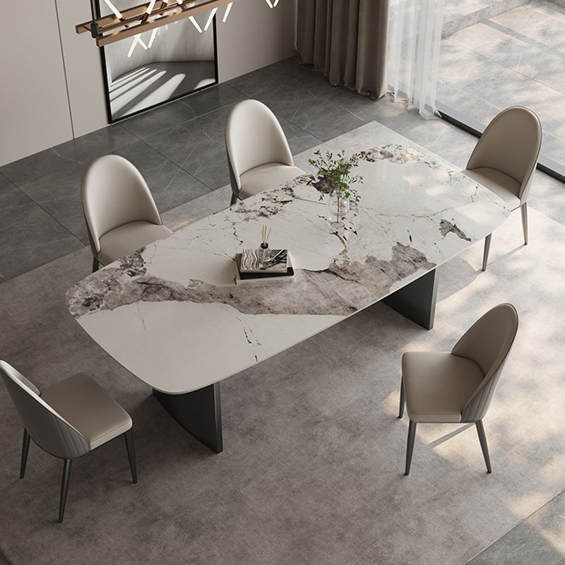 Glossy White Modern Dining Table Set 1/4/5/6 Pcs Dinette Set with Faux Leather Chairs