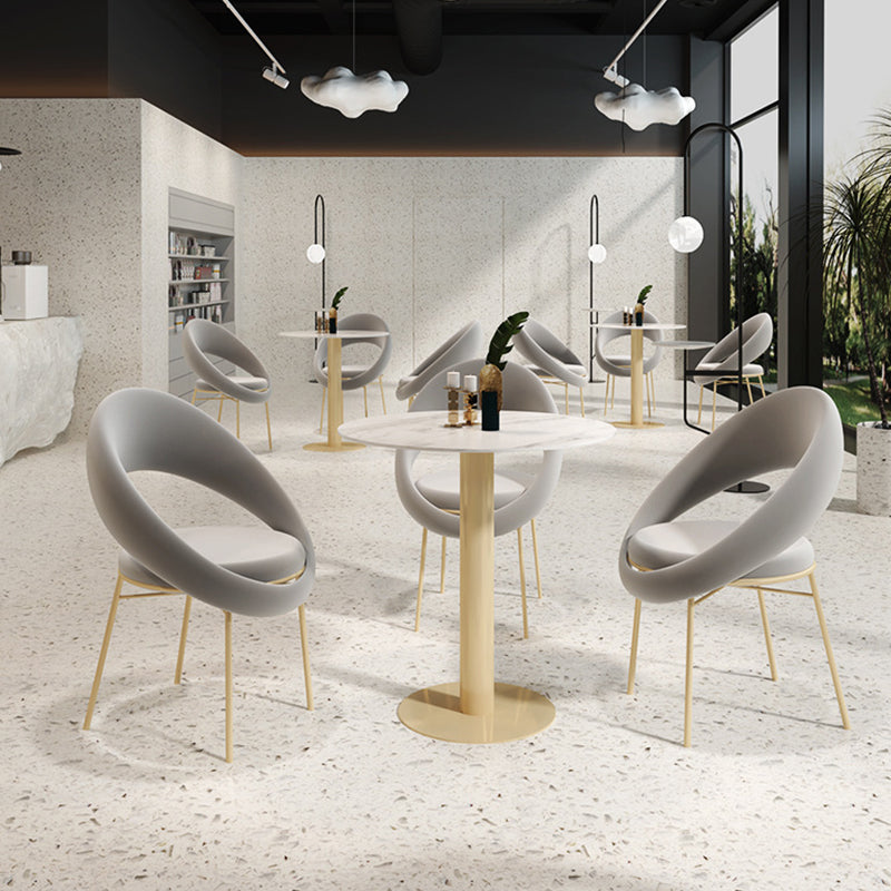 Round Dining Set for Kitchen 1/2/4/5 Pcs Glossy White Dinette Table Set