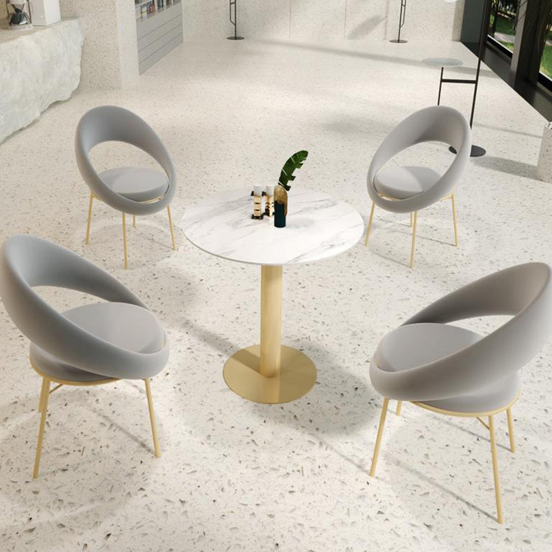 Round Dining Set for Kitchen 1/2/4/5 Pcs Glossy White Dinette Table Set