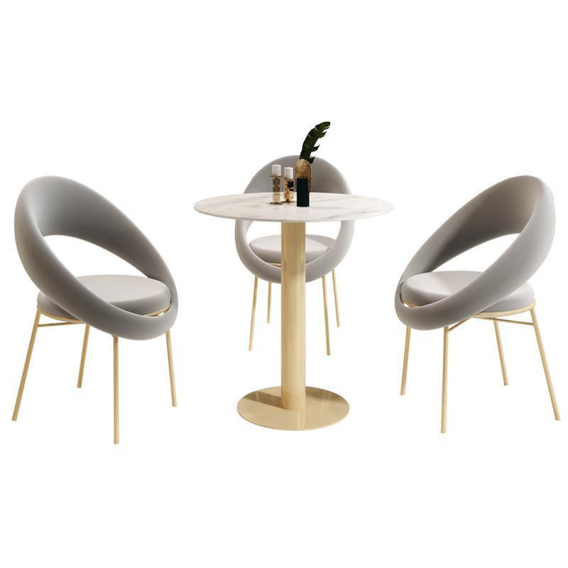 Round Dining Set for Kitchen 1/2/4/5 Pcs Glossy White Dinette Table Set