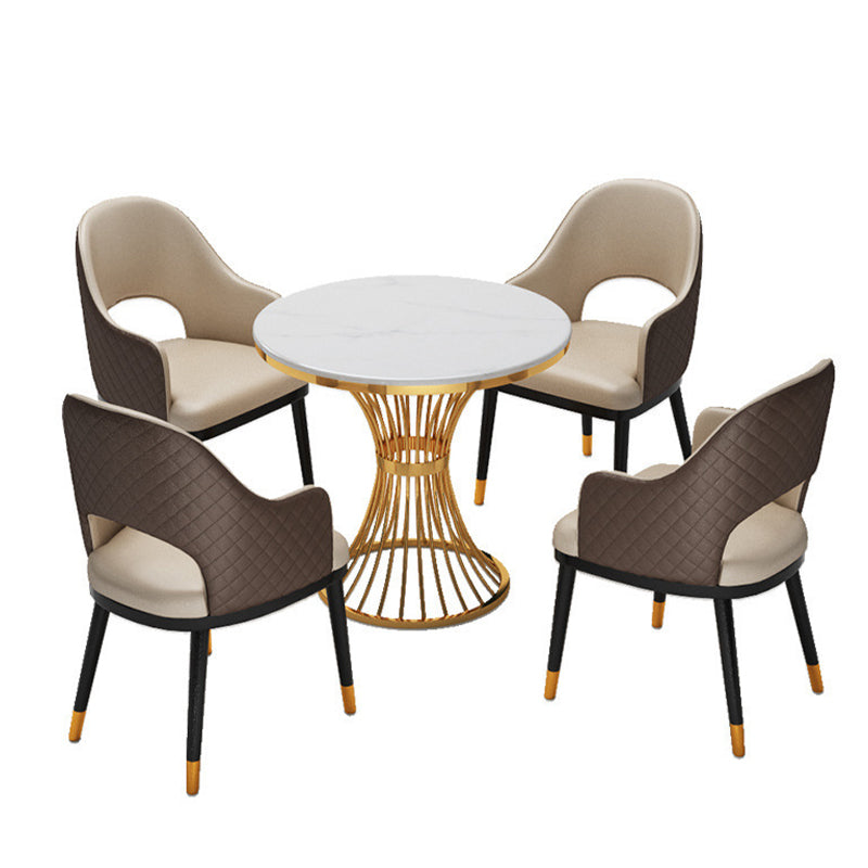 Glam Dinette Set for Kitchen 1/2/5 Pcs Glossy White Dining Table Set