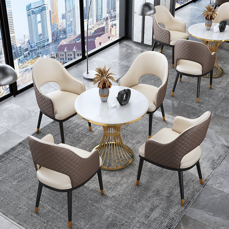 Glam Dinette Set for Kitchen 1/2/5 Pcs Glossy White Dining Table Set