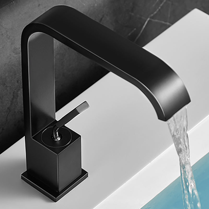 Waterfall Spout Widespread Lavatory Faucet Modern Metal Widespread Sink Faucet