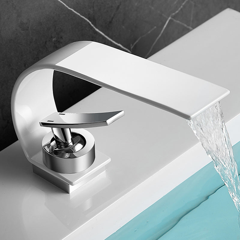 Waterfall Spout Widespread Lavatory Faucet Modern Metal Widespread Sink Faucet