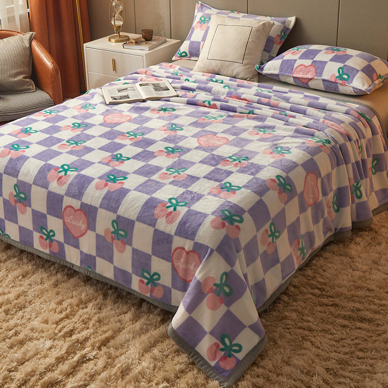 Non-Pilling Sheet Cartoon Painting Flannel Breathable Soft Fade Resistant Bed Sheet