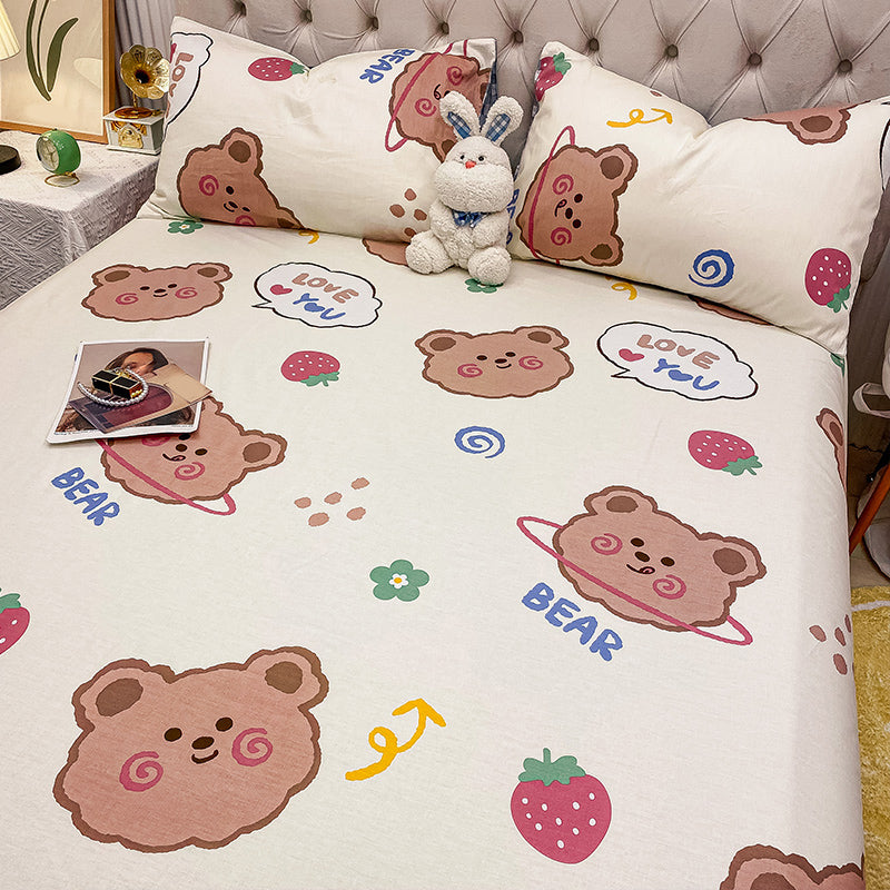 Cotton Bed Sheet Patterned Breathable Fade Resistant Soft Bed Sheet Set