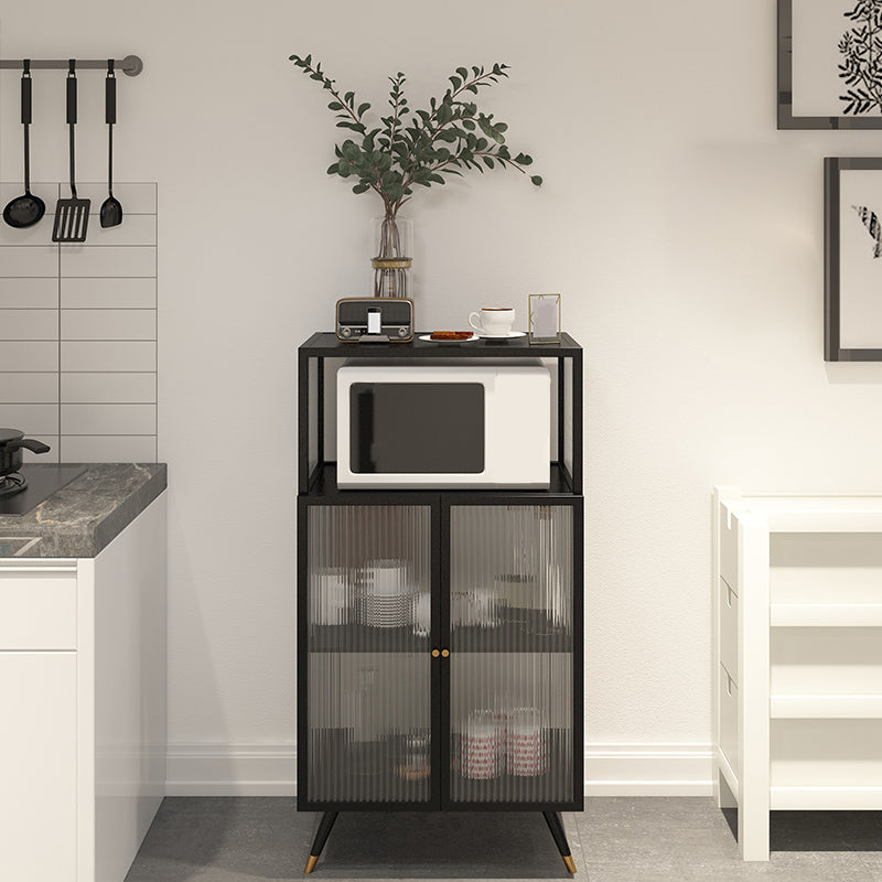 Contemporary Curio Cabinet Metal Glass Doors Display Stand for Dining Room