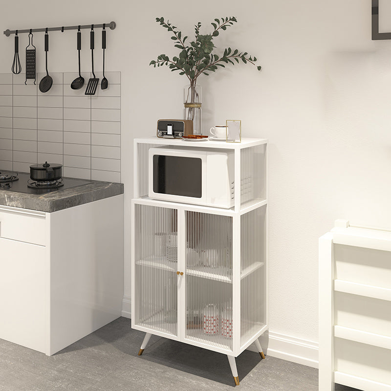Contemporary Curio Cabinet Metal Glass Doors Display Stand for Dining Room