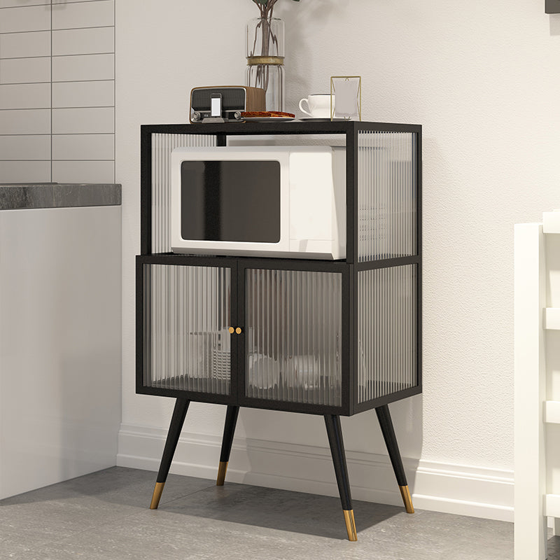 Contemporary Curio Cabinet Metal Glass Doors Display Stand for Dining Room