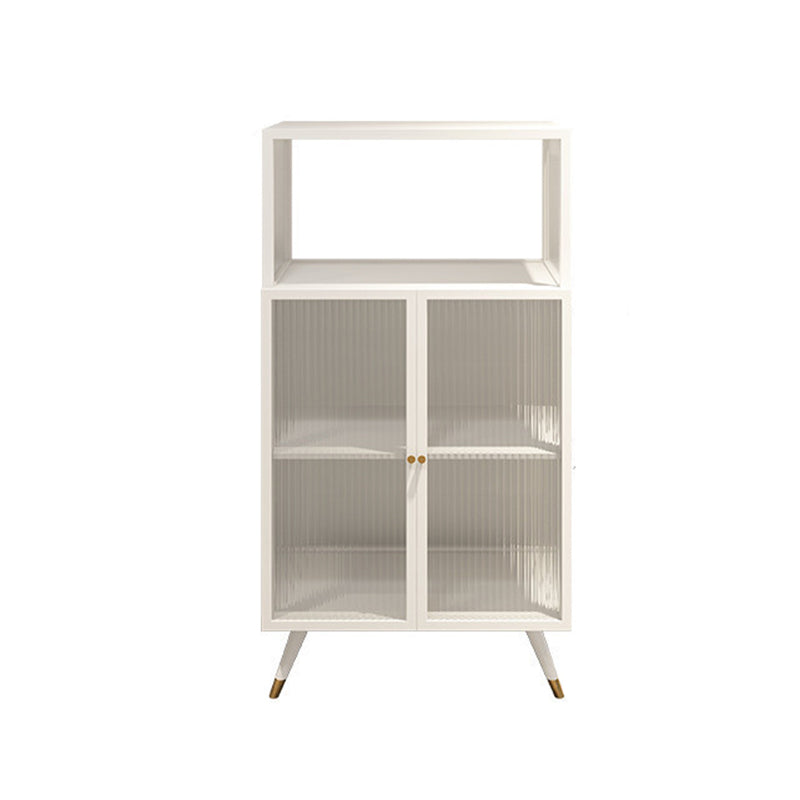 Contemporary Curio Cabinet Metal Glass Doors Display Stand for Dining Room