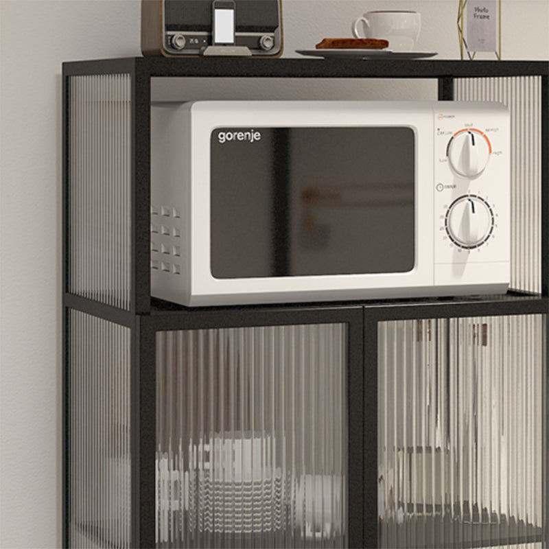 Contemporary Curio Cabinet Metal Glass Doors Display Stand for Dining Room