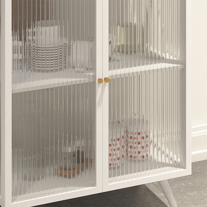 Contemporary Curio Cabinet Metal Glass Doors Display Stand for Dining Room