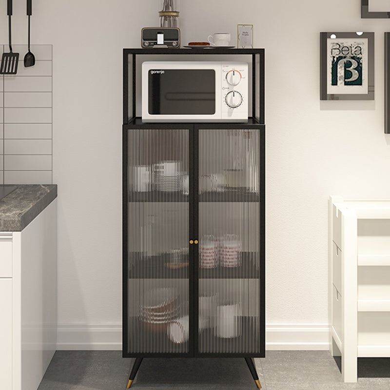 Contemporary Curio Cabinet Metal Glass Doors Display Stand for Dining Room