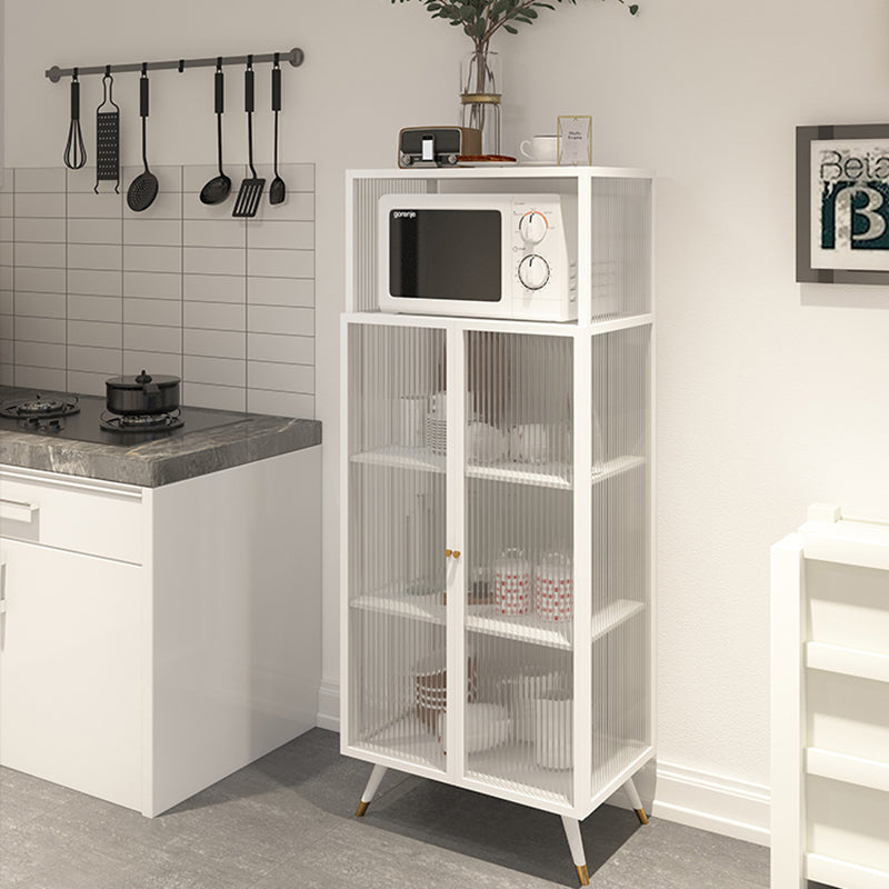 Contemporary Curio Cabinet Metal Glass Doors Display Stand for Dining Room