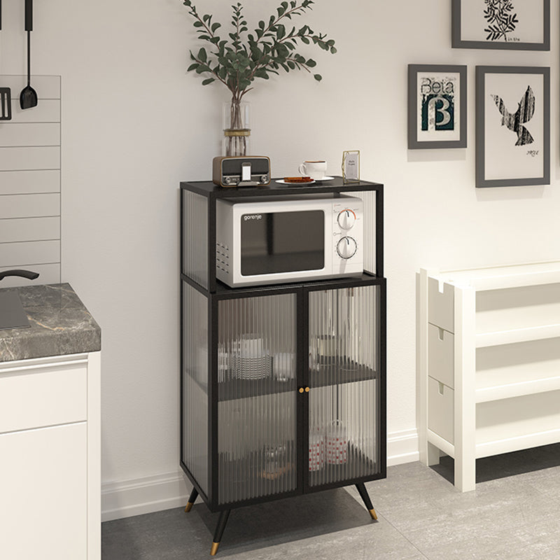 Contemporary Curio Cabinet Metal Glass Doors Display Stand for Dining Room