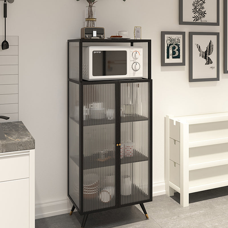 Contemporary Curio Cabinet Metal Glass Doors Display Stand for Dining Room