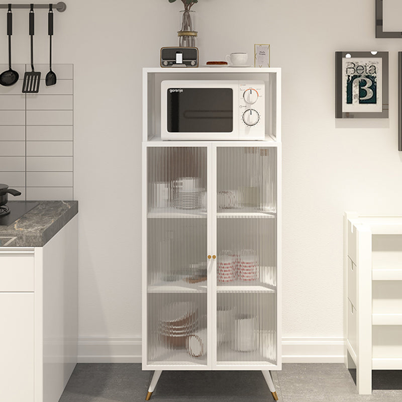 Contemporary Curio Cabinet Metal Glass Doors Display Stand for Dining Room