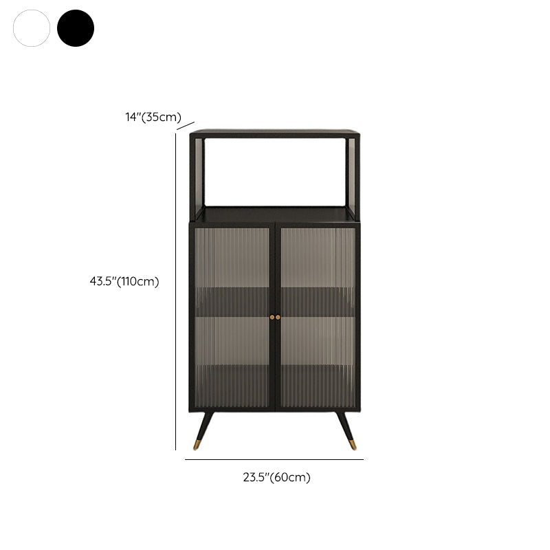 Contemporary Curio Cabinet Metal Glass Doors Display Stand for Dining Room