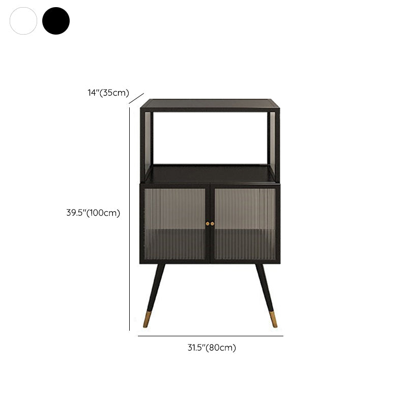 Contemporary Curio Cabinet Metal Glass Doors Display Stand for Dining Room