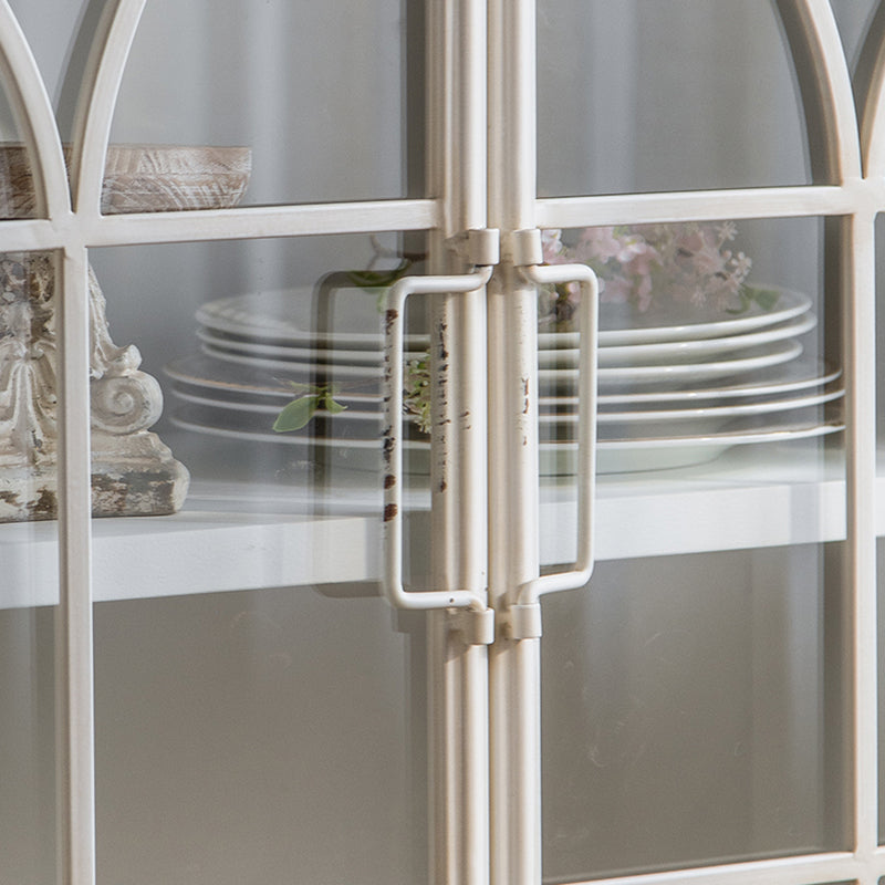 Traditional Pine Curio Cabinet Glass Doors Display Stand with Doors