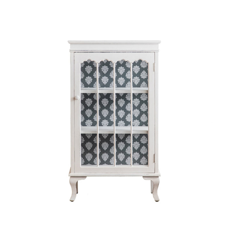 Traditional Pine Curio Cabinet Glass Doors Display Stand with Doors