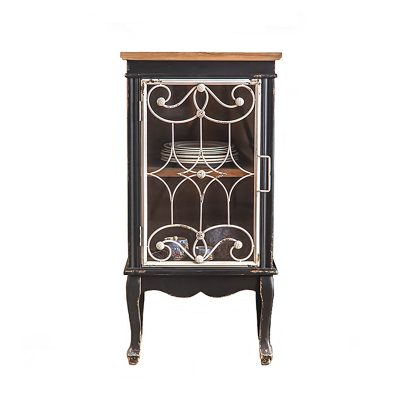 Traditional Pine Curio Cabinet Glass Doors Display Stand with Doors