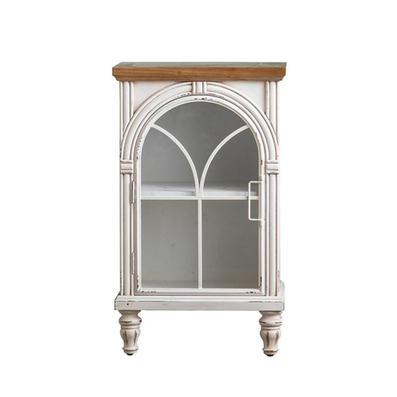 Traditional Pine Curio Cabinet Glass Doors Display Stand with Doors