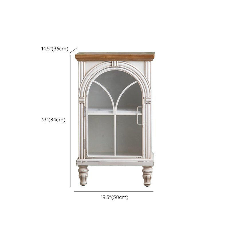 Traditional Pine Curio Cabinet Glass Doors Display Stand with Doors