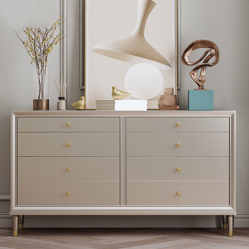 Contemporary Horizontal Double Dresser White/Silver Dresser with Storage for Home