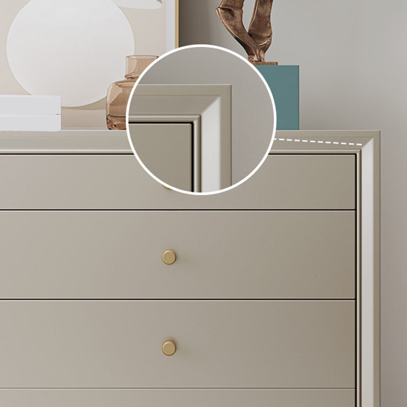 Contemporary Horizontal Double Dresser White/Silver Dresser with Storage for Home