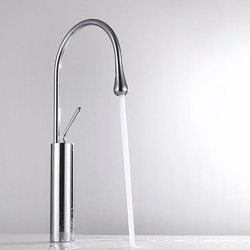 Gooseneck Lever Handles Sink Faucet Modern Circular Brass Bathroom Sink Faucet