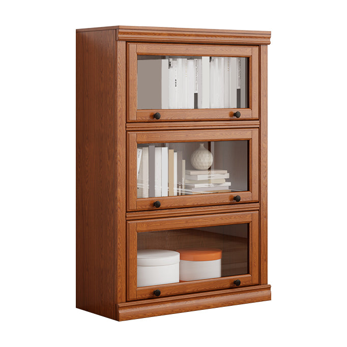 Wooden Contemporary Bookcase Standard Closed Back Bookshelf with Cabinets