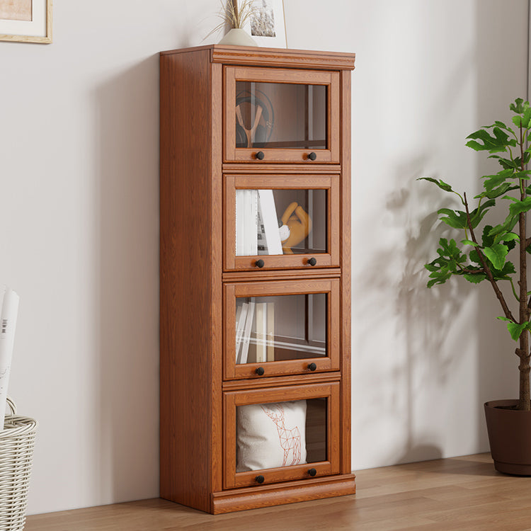 Wooden Contemporary Bookcase Standard Closed Back Bookshelf with Cabinets