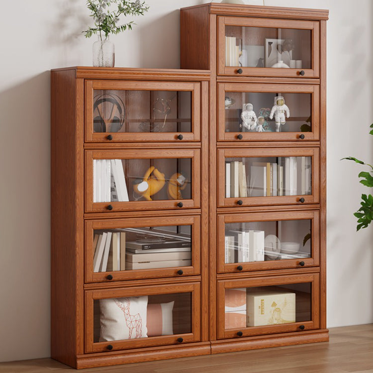 Wooden Contemporary Bookcase Standard Closed Back Bookshelf with Cabinets