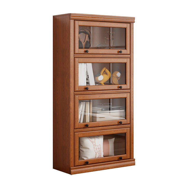 Wooden Contemporary Bookcase Standard Closed Back Bookshelf with Cabinets