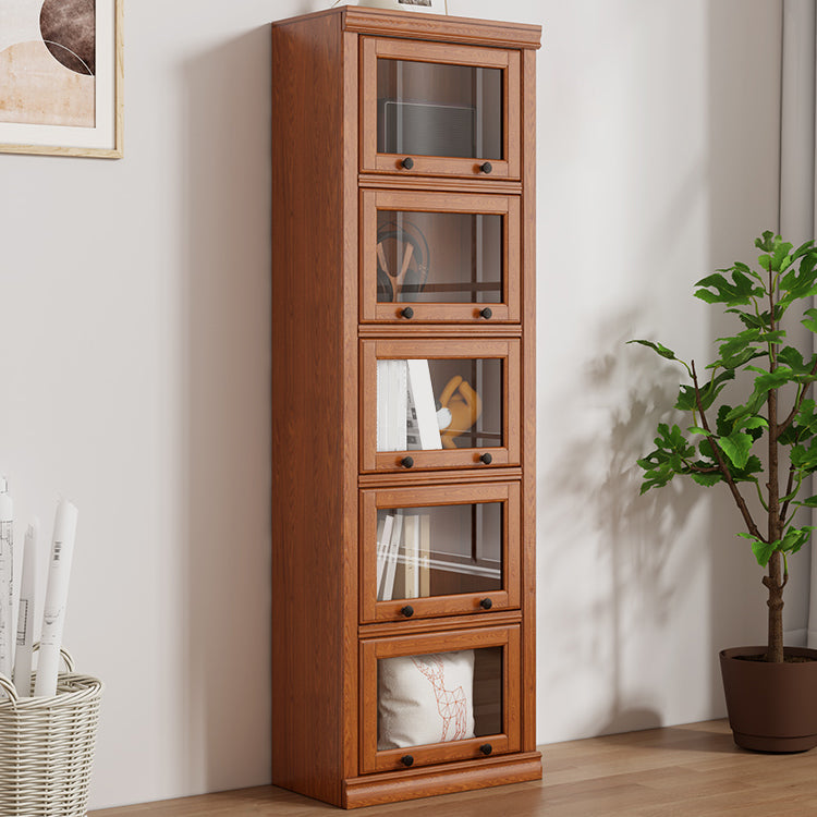 Wooden Contemporary Bookcase Standard Closed Back Bookshelf with Cabinets