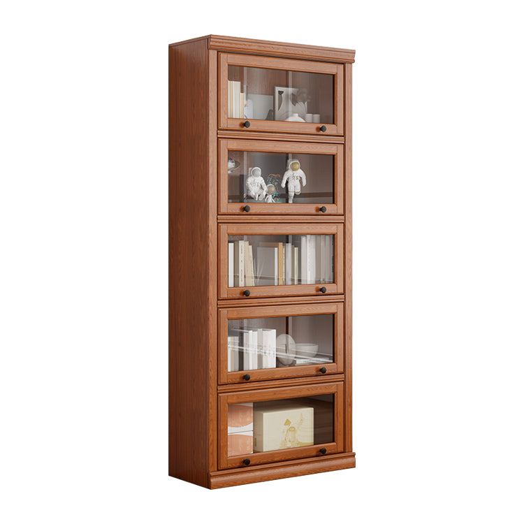 Wooden Contemporary Bookcase Standard Closed Back Bookshelf with Cabinets