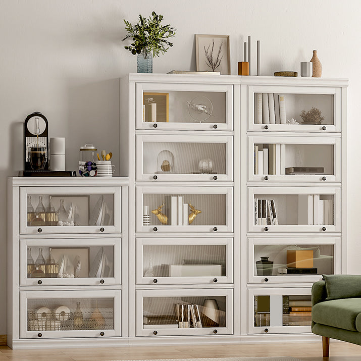 Modern Standard Bookcase Wooden White Bookshelf with Cabinets