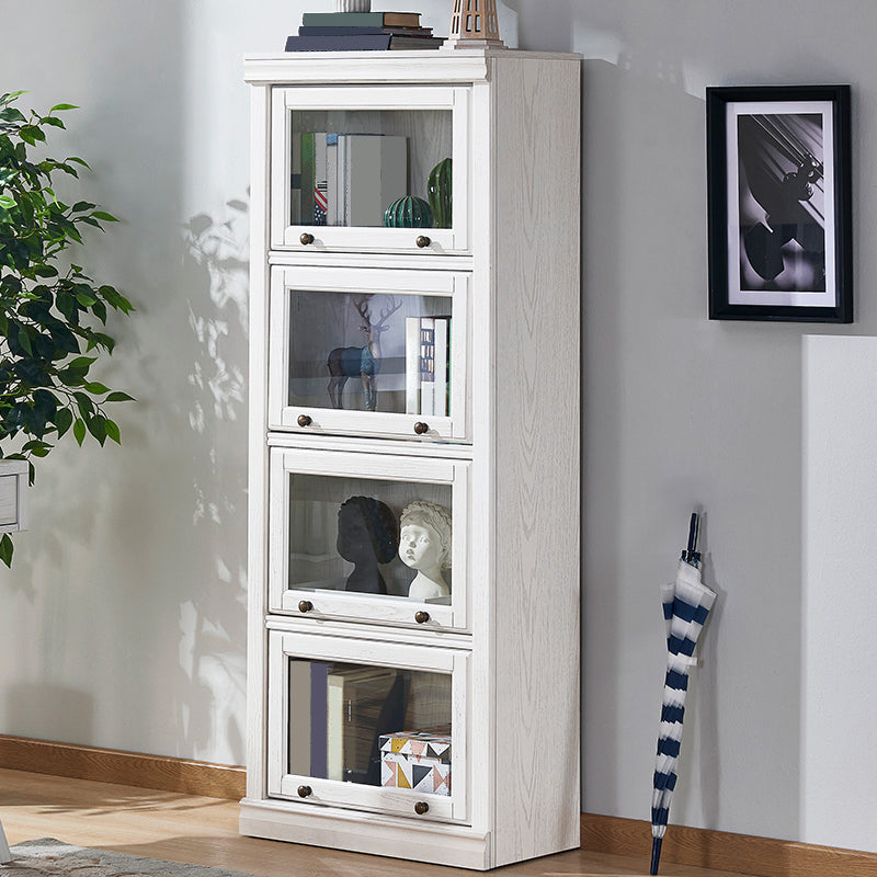 Modern Standard Bookcase Wooden White Bookshelf with Cabinets