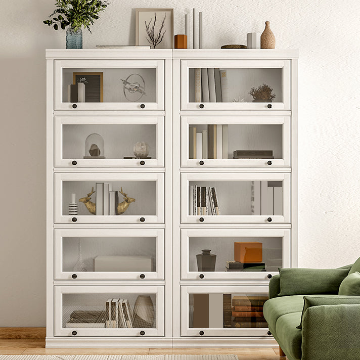 Modern Standard Bookcase Wooden White Bookshelf with Cabinets