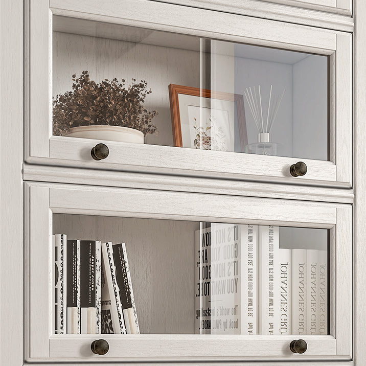 Modern Standard Bookcase Wooden White Bookshelf with Cabinets