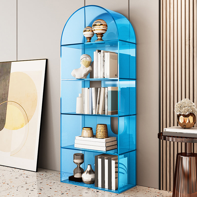 Contemporary Closed Back Standard Bookshelf Acrylic Bookcase with Shelves