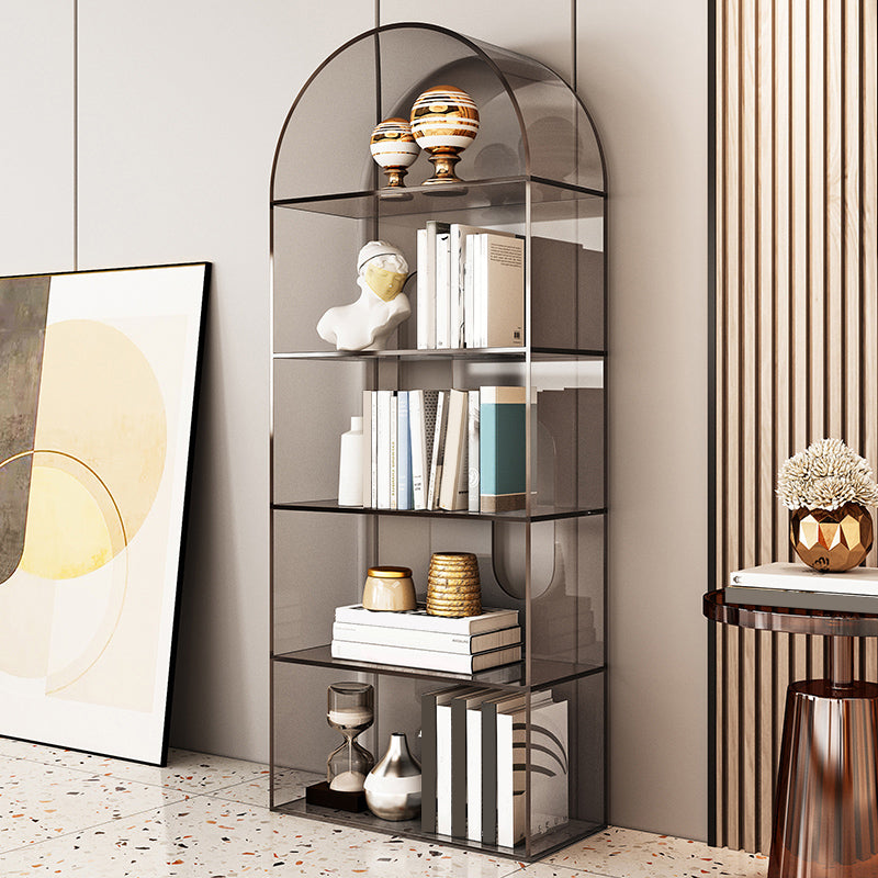 Contemporary Closed Back Standard Bookshelf Acrylic Bookcase with Shelves