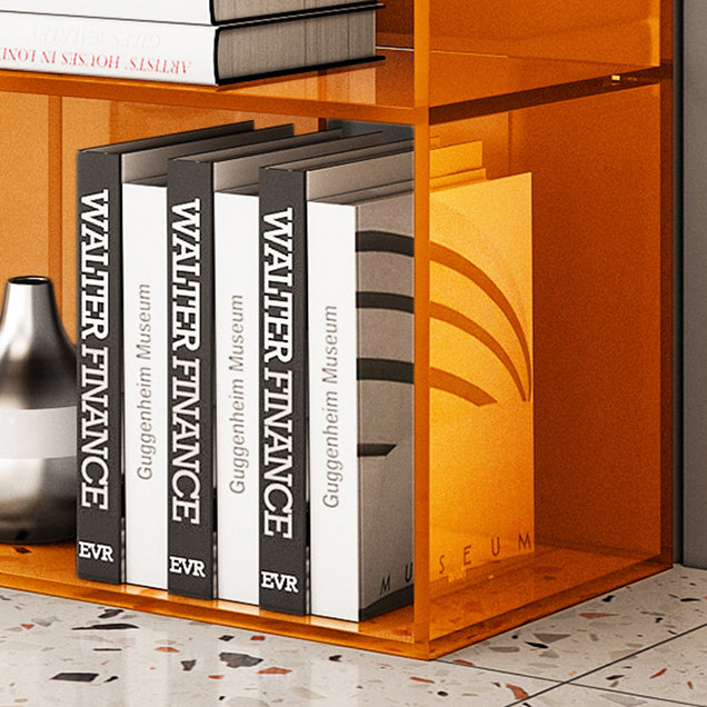 Contemporary Closed Back Standard Bookshelf Acrylic Bookcase with Shelves