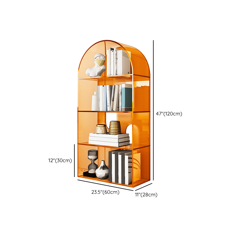 Contemporary Closed Back Standard Bookshelf Acrylic Bookcase with Shelves