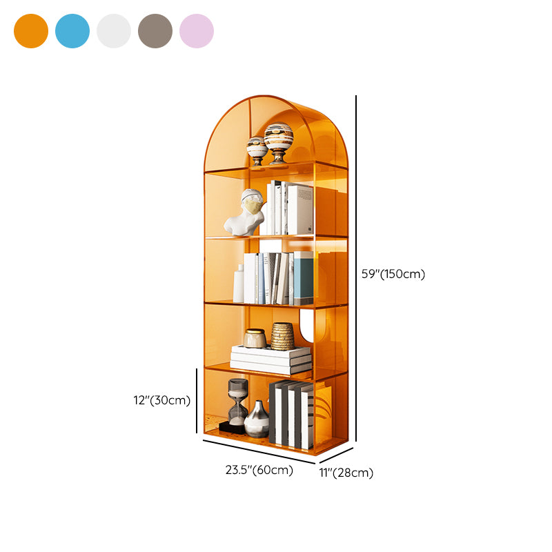 Contemporary Closed Back Standard Bookshelf Acrylic Bookcase with Shelves