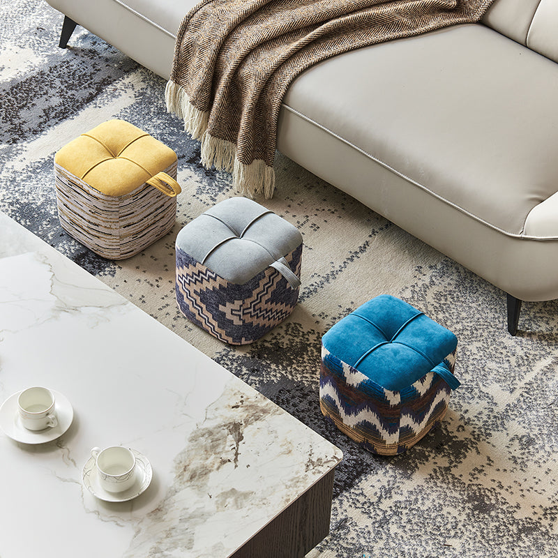 Color Block Fabric Standard Stool Modern Simple Upholstered Ottoman